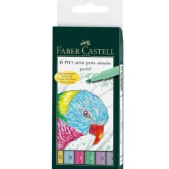 Set 6 rotuladores Pastel Pitt Artist Pen Brush Faber-Castell