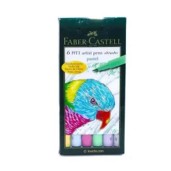 Set 6 rotuladores Pastel Pitt Artist Pen Brush Faber-Castell