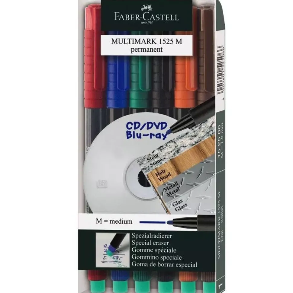 Set 6 Rotuladores Permanentes Super Fino Faber-Castell