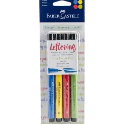 Set 4 rotuladores Primarios Pitt Artist Pen Brush Lettering Faber-Castell