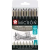 Set 7+1 rotuladores punta fina negros Pigma Micron Sakura