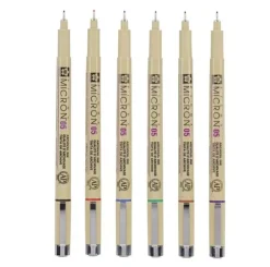 Set 6 rotuladores punta fina colores básicos Pigma Micron 05 Sakura