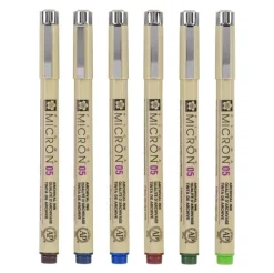 Set 6 rotuladores punta fina colores tierra Pigma Micron 05 Sakura