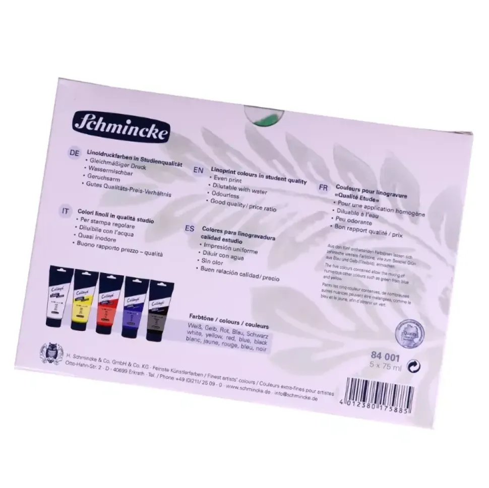 Set 5 tintas para linograbado College Schmincke 75ml