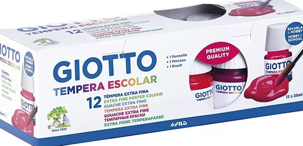 Set 12 témperas escolares surtidas Giotto 25ml