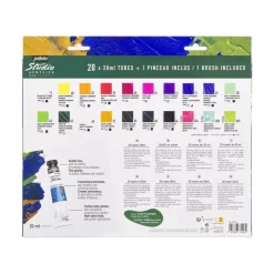 Set 20 tubos acrílico Studio y pincel Pebeo 20ml