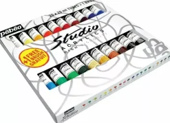 Set 20 Tubos Acrílicos Studio Acrylics + Pincel Pebeo 20ml