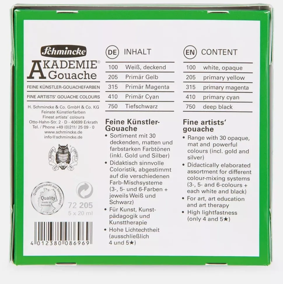 Set 5 tubos de gouache College Schmincke 20ml