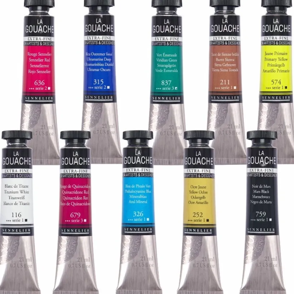 Set 10 tubos gouache extrafino surtidos Sennelier 21ml