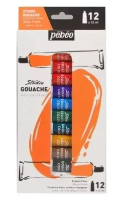 Set 12 Tubos Gouache Pebeo 12ml