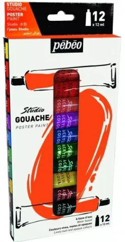 Set 12 Tubos Gouache Pebeo 12ml