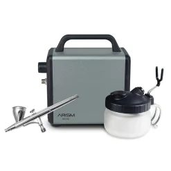 Set compresor Arism Mini Cosmic Grey con aerógrafo y accesorios Sparmax