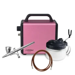 Set compresor Arism Mini Sakura Pink con aerógrafo y accesorios Sparmax