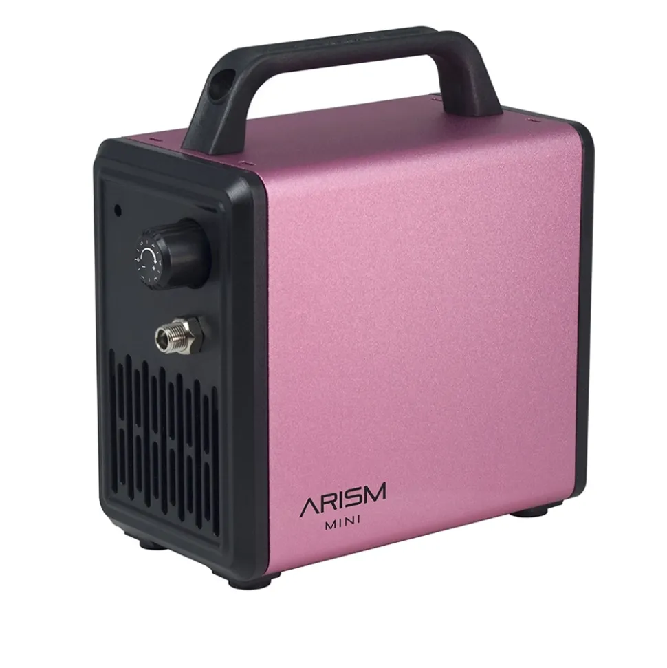 Set compresor Arism Mini Sakura Pink con aerógrafo y accesorios Sparmax