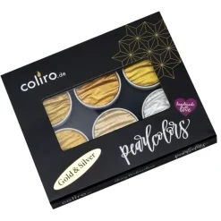 Set de 6 acuarelas Pearlcolor Gold and Silver Coliro
