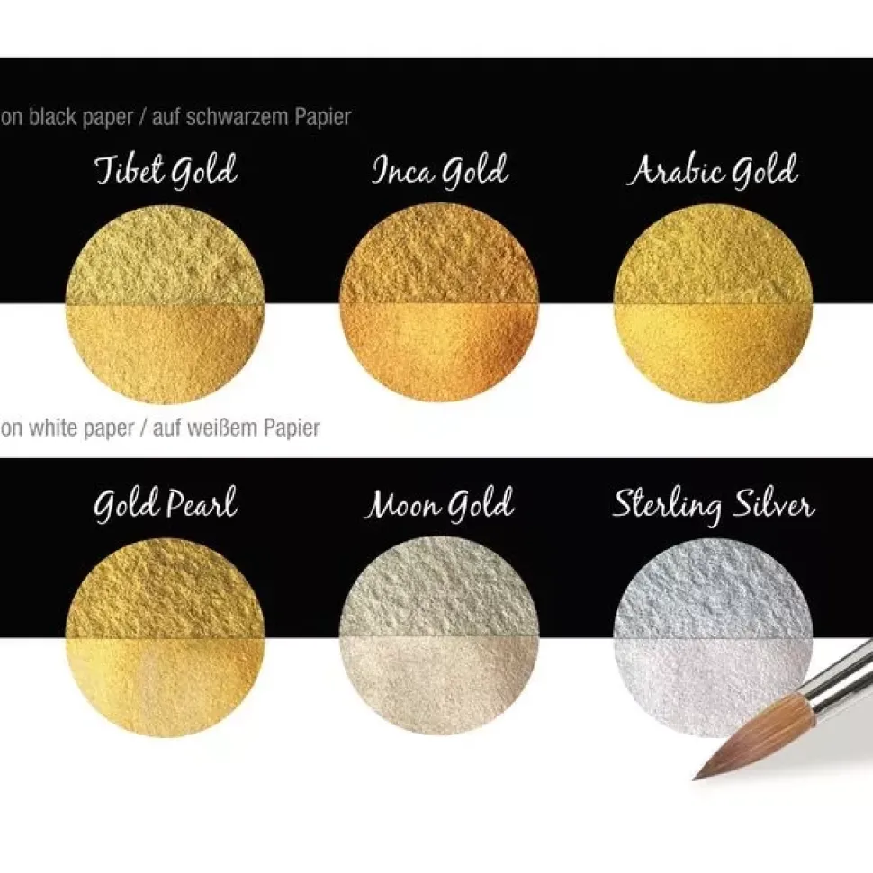 Set de 6 acuarelas Pearlcolor Gold and Silver Coliro