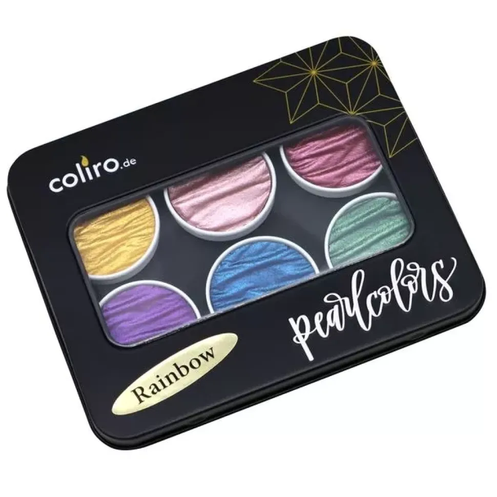 Set de 6 acuarelas Pearlcolor Rainbow Coliro