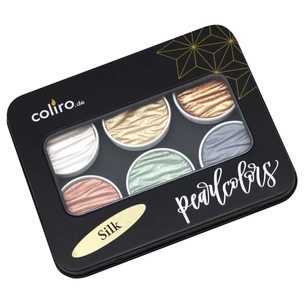 Set de 6 acuarelas Pearlcolor Silk Coliro