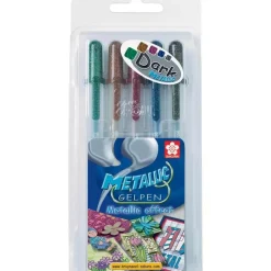 Set de 5 bolígrafos gel efecto metálico Dark
