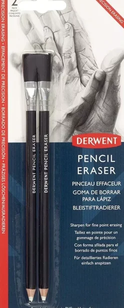 Set de 2 Lápices Gomas de Borrar con Escobilla Derwent