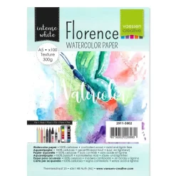 Set de 100 papeles de acuarela Intense White Texture Vaessen A5