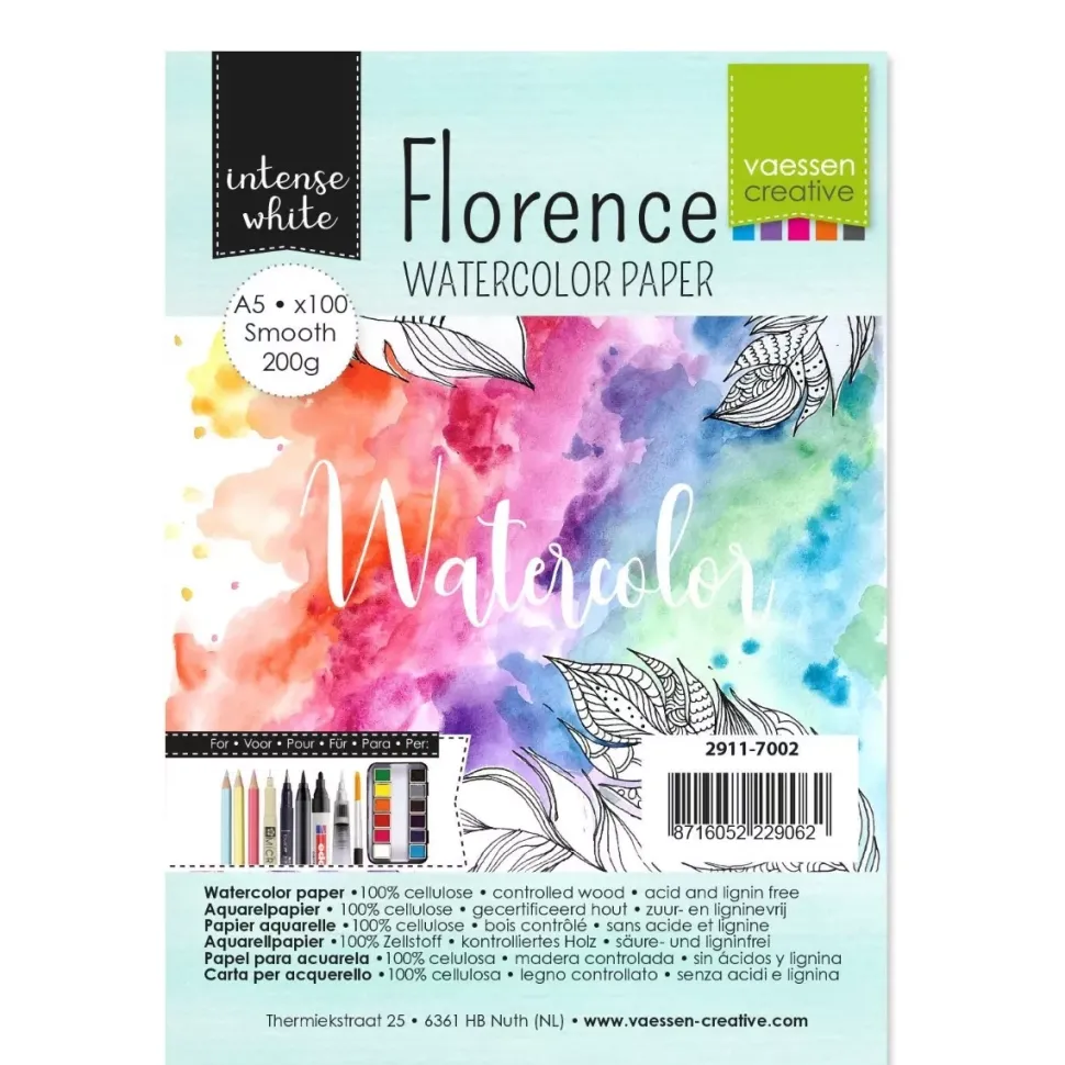Set de 100 papeles de acuarela Intense White Vaessen A5