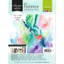 Set de 100 papeles de acuarela Intense White Texture Vaessen A4