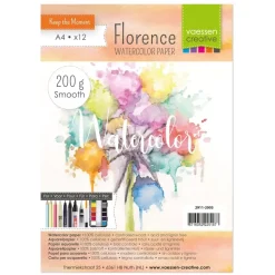 Set de 12 papeles de acuarela Grano fino Vaessen A4