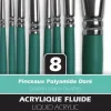 Set de 8 pinceles de poliamida dorada para acrílico Pebeo