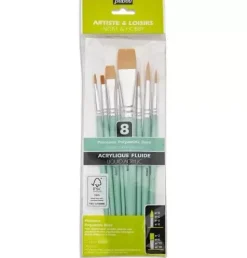 Set de 8 pinceles de poliamida dorada para acrílico Pebeo