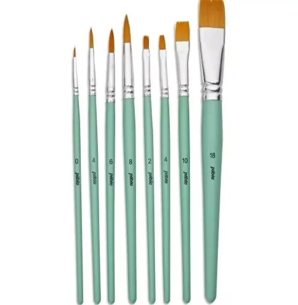 Set de 8 pinceles de poliamida dorada para acrílico Pebeo