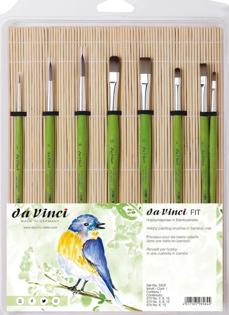 Set de 8 pinceles Fit con esterilla da Vinci