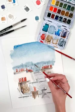 Set de 4 pinceles para acuarela Urban Watercolor May & Berry x da Vinci