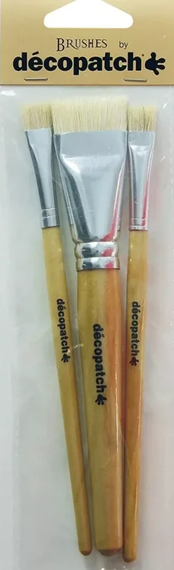 Set de 3 Pinceles Planos Pura Cerda Décopatch