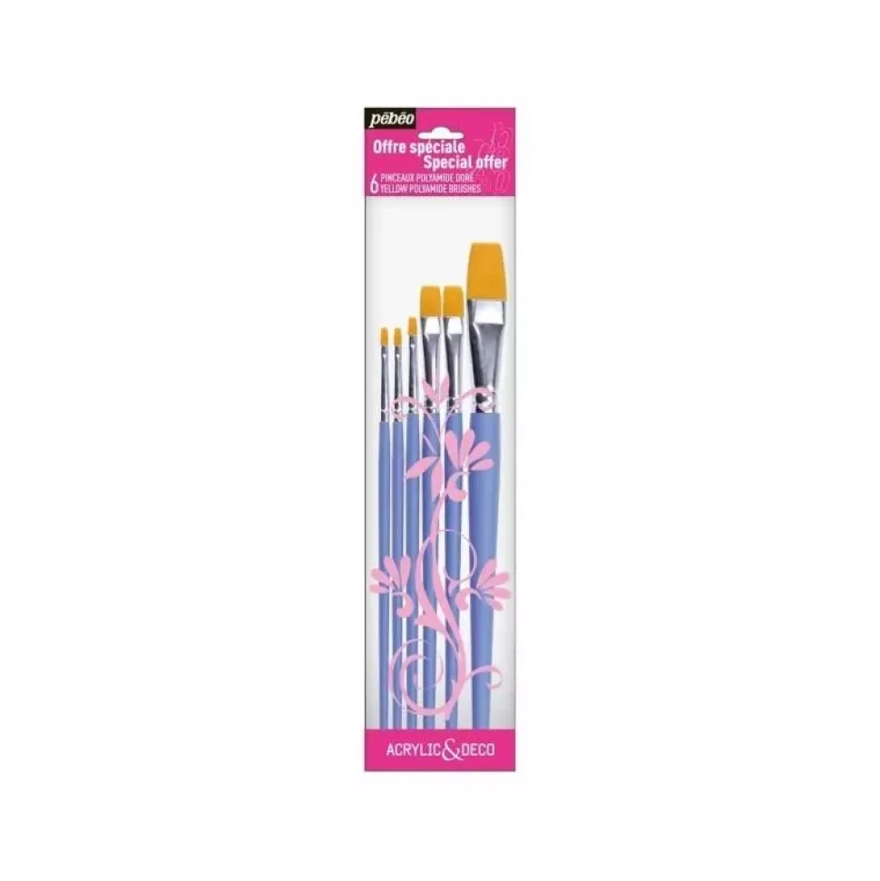 Set de 6 pinceles planos Pebeo