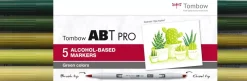 Set de 5 rotuladores ABT Pro Gama Verdes Tombow