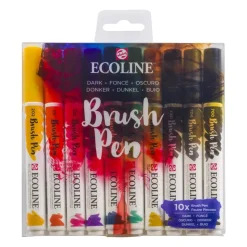 Set de 10 Rotuladores BrushPen Oscuros Ecoline
