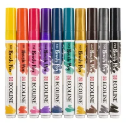 Set de 10 Rotuladores BrushPen Oscuros Ecoline
