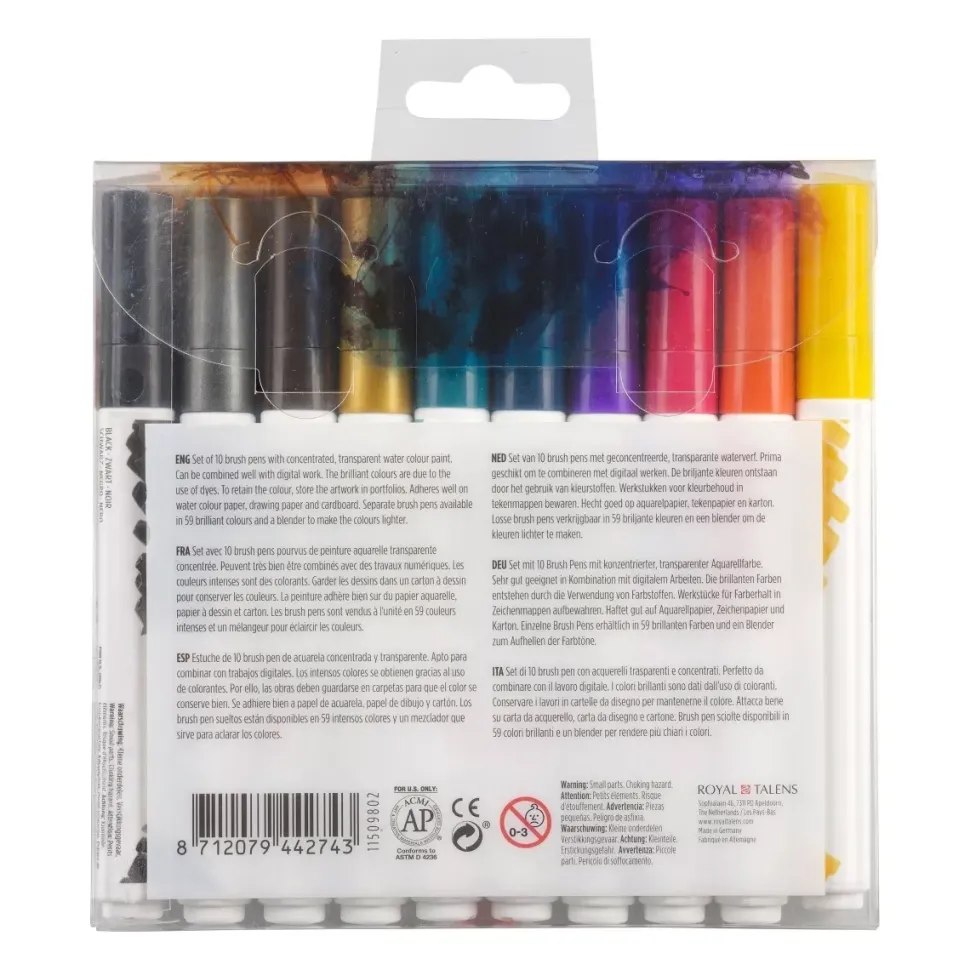 Set de 10 Rotuladores BrushPen Oscuros Ecoline