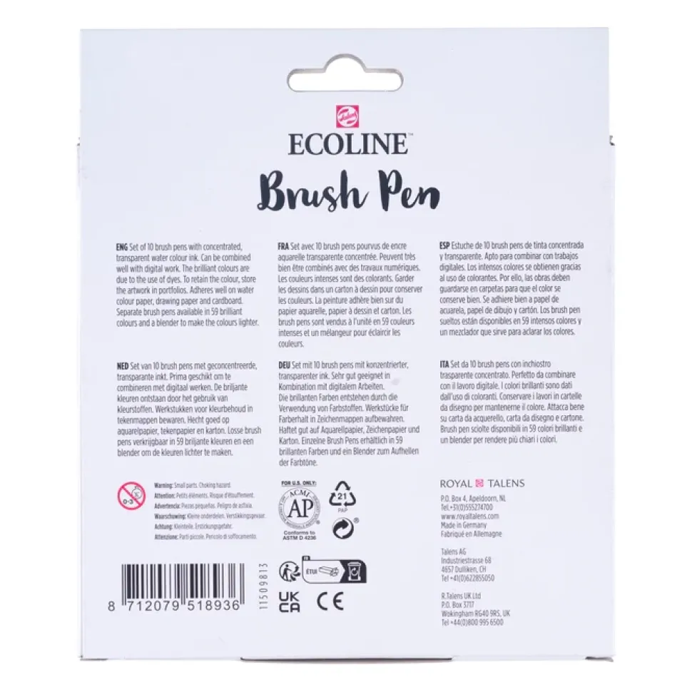 Set de 10 Rotuladores BrushPen Brillantes Ecoline
