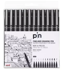 Set de 12 rotuladores calibrados Pin Uni-Ball