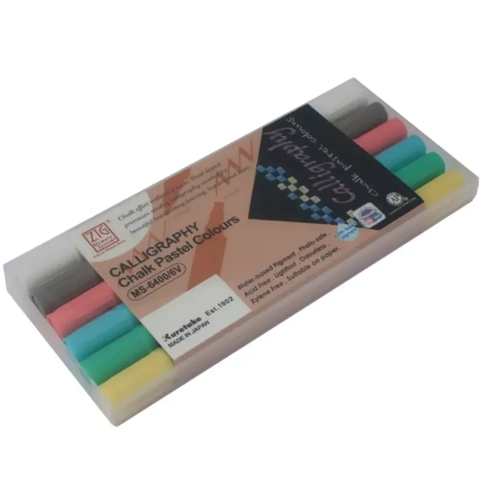 Set de 6 rotuladores Chalk Pastel Calligraphy Zig