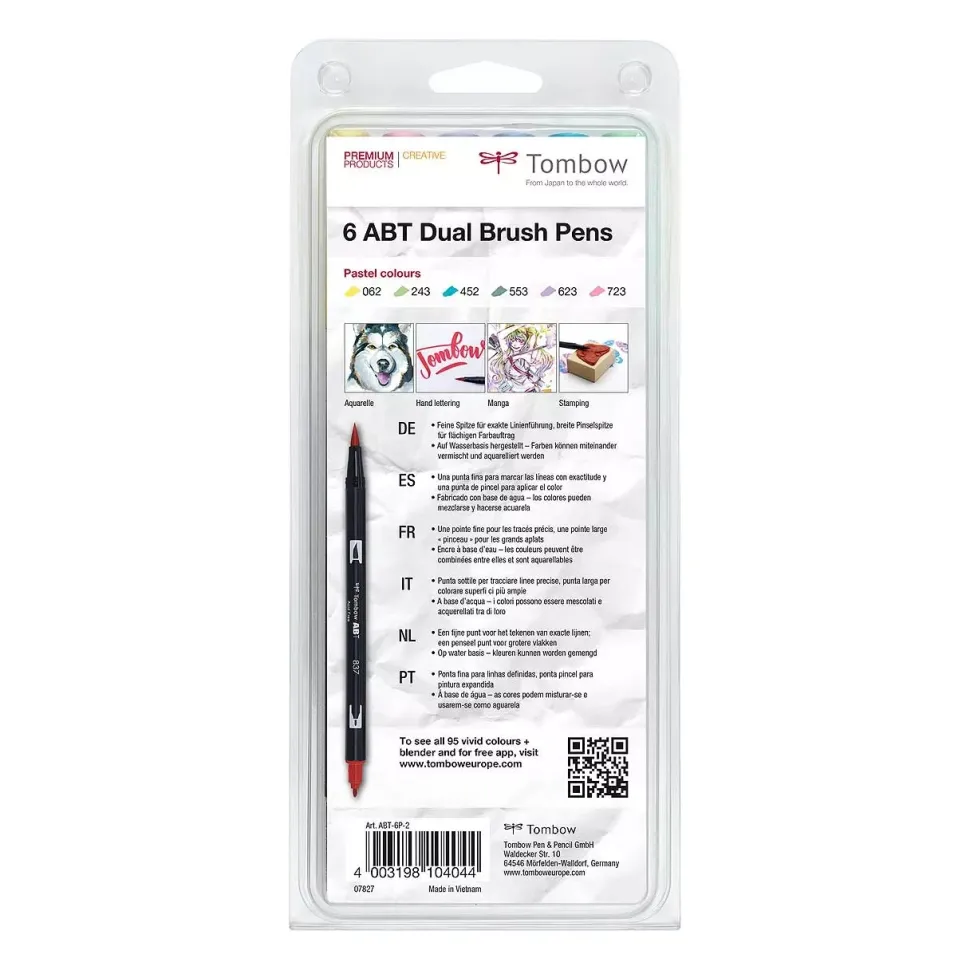 Set de 6 rotuladores Dual Brush Colores Pastel Tombow