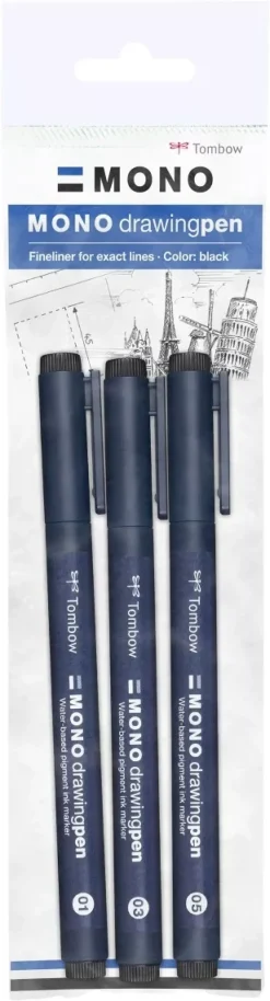 Set de 3 rotuladores Fineliner Mono Drawing Tombow