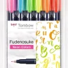 Set de 6 rotuladores Fudenosuke Neón Punta dura Tombow