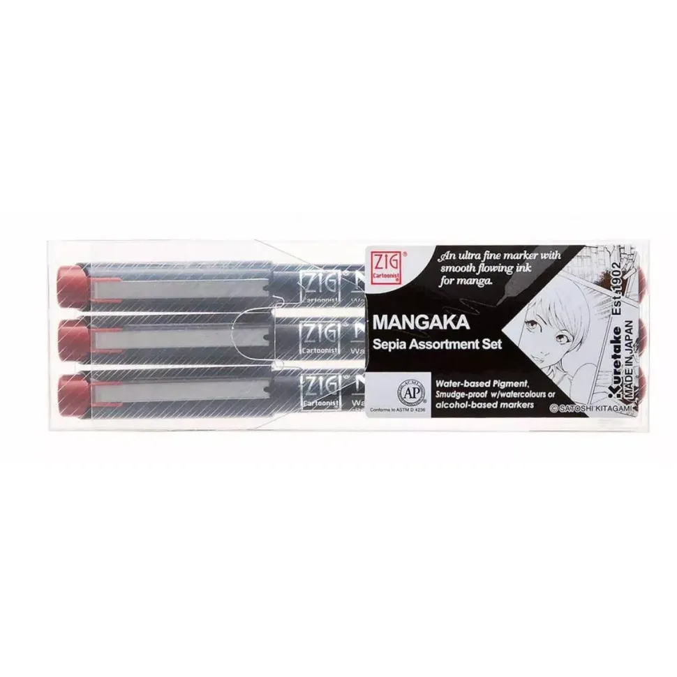 Set de 3 rotuladores Mangaka Sepia Zig