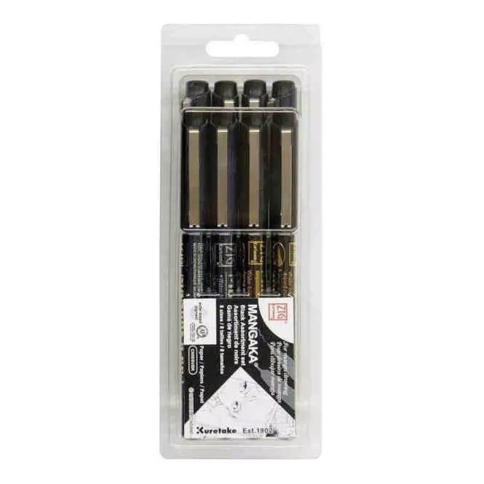 Set de 8 rotuladores Mangaka Negros Zig