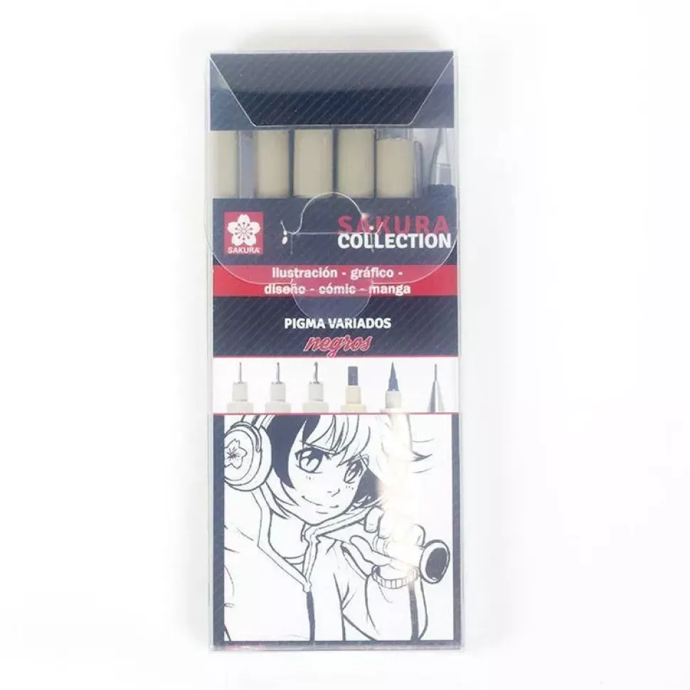 Set de 6 rotuladores Negros Sakura Collection