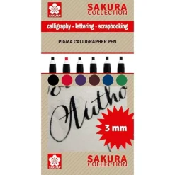 Set de 6 rotuladores para caligrafía Pigma Sakura 3mm.