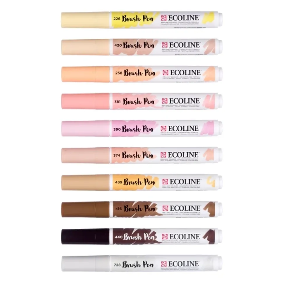 Set de 10 Rotuladores tonos Piel Brush Pen Ecoline